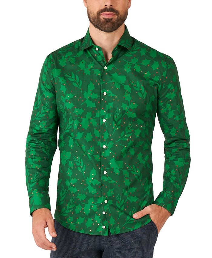 

Мужская зеленая рубашка ягодного цвета с длинным рукавом OppoSuits, зеленый