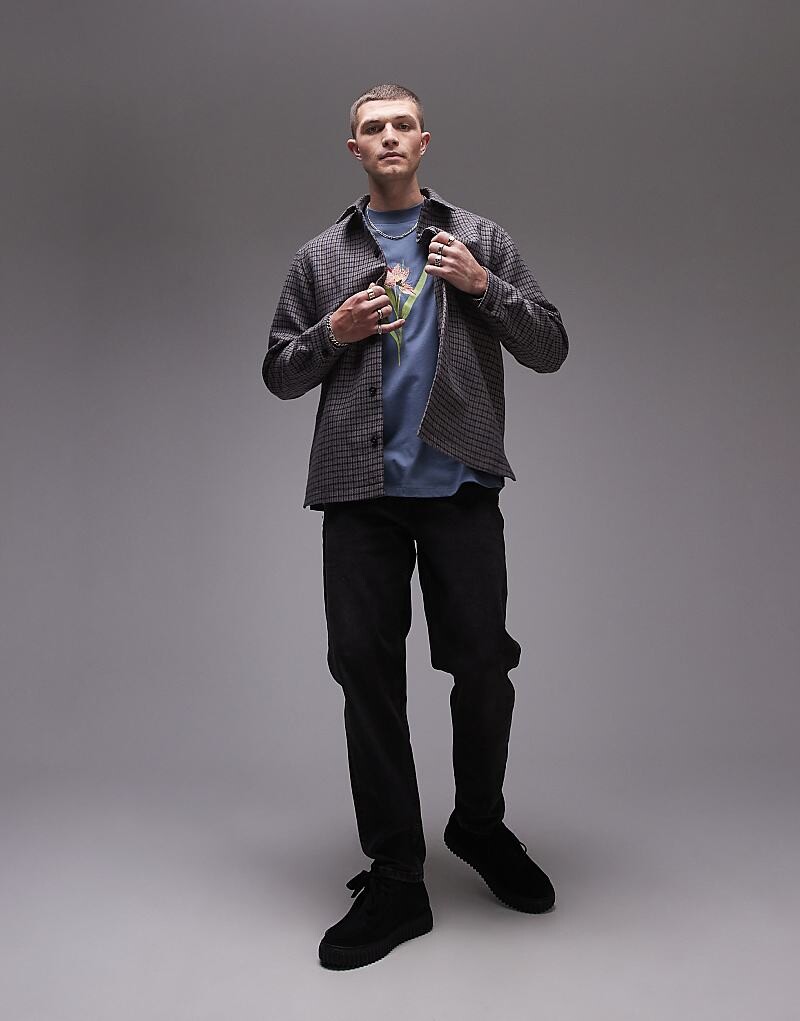 

Коричневая куртка-рубашка с длинными рукавами Topman
