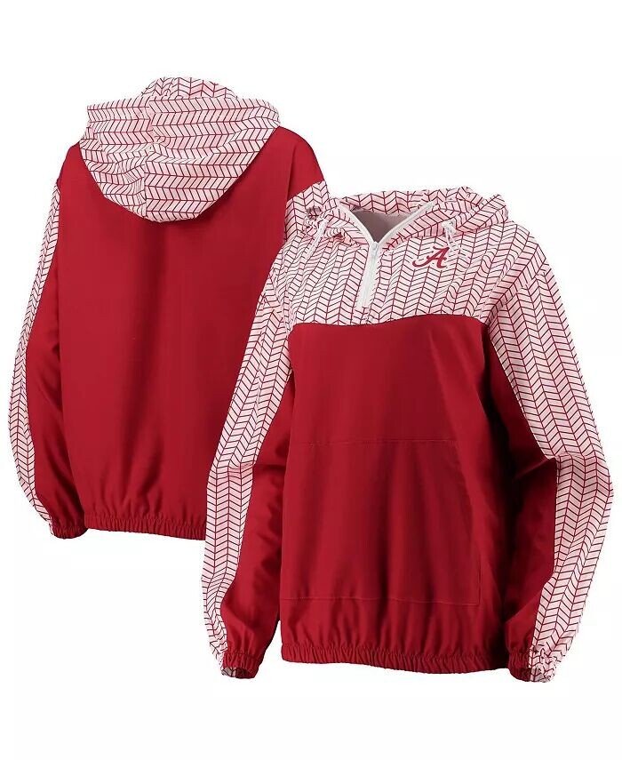 

Женская куртка-толстовка Crimson Alabama Crimson Tide Chevron Swishy с капюшоном на молнии Quarter-Zip ZooZatz