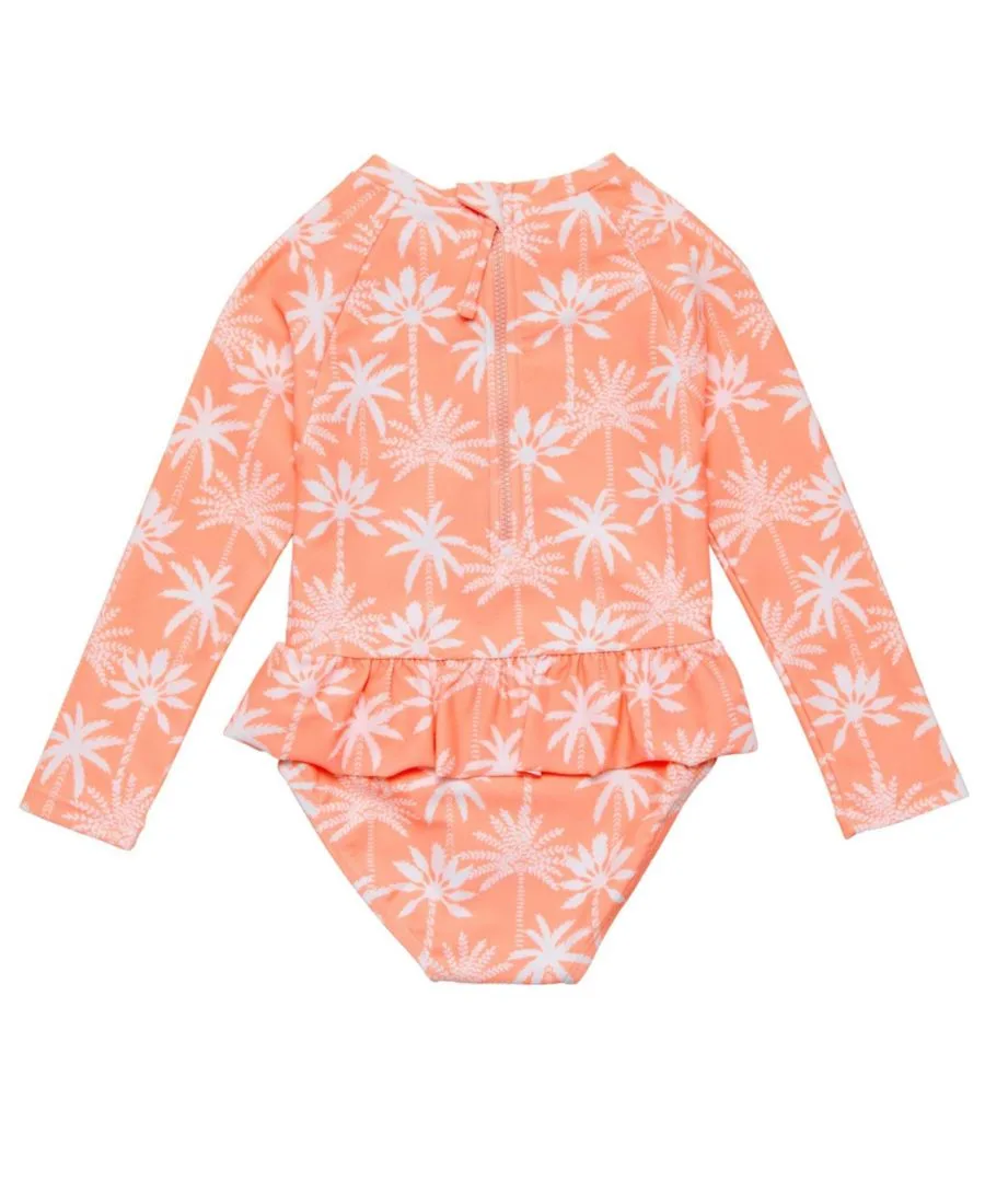Детский купальный костюм Cali Palms с юбкой из переработанных материалов Snapper Rock, оранжевый — фото 3