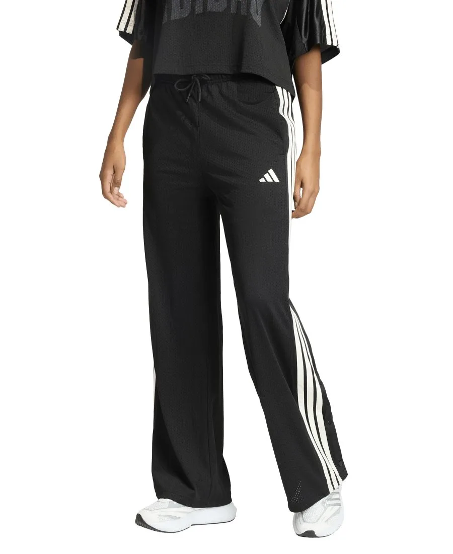 Женские спортивные брюки из сетчатой ткани для стадиона Adidas, черный/off белый/crystal linen