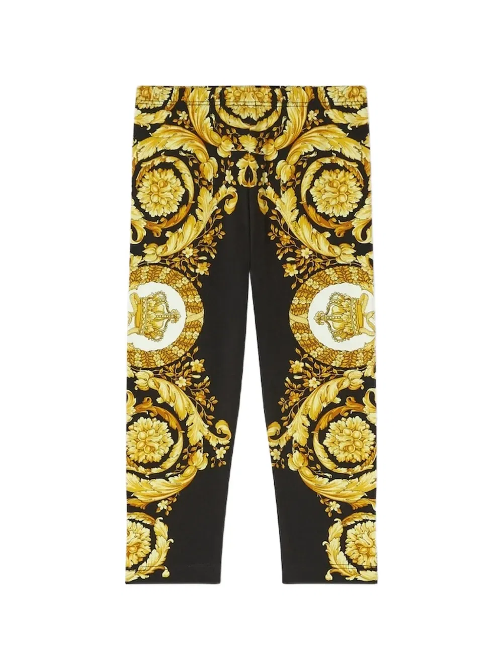 Брюки с барочным принтом Versace Kids, золото