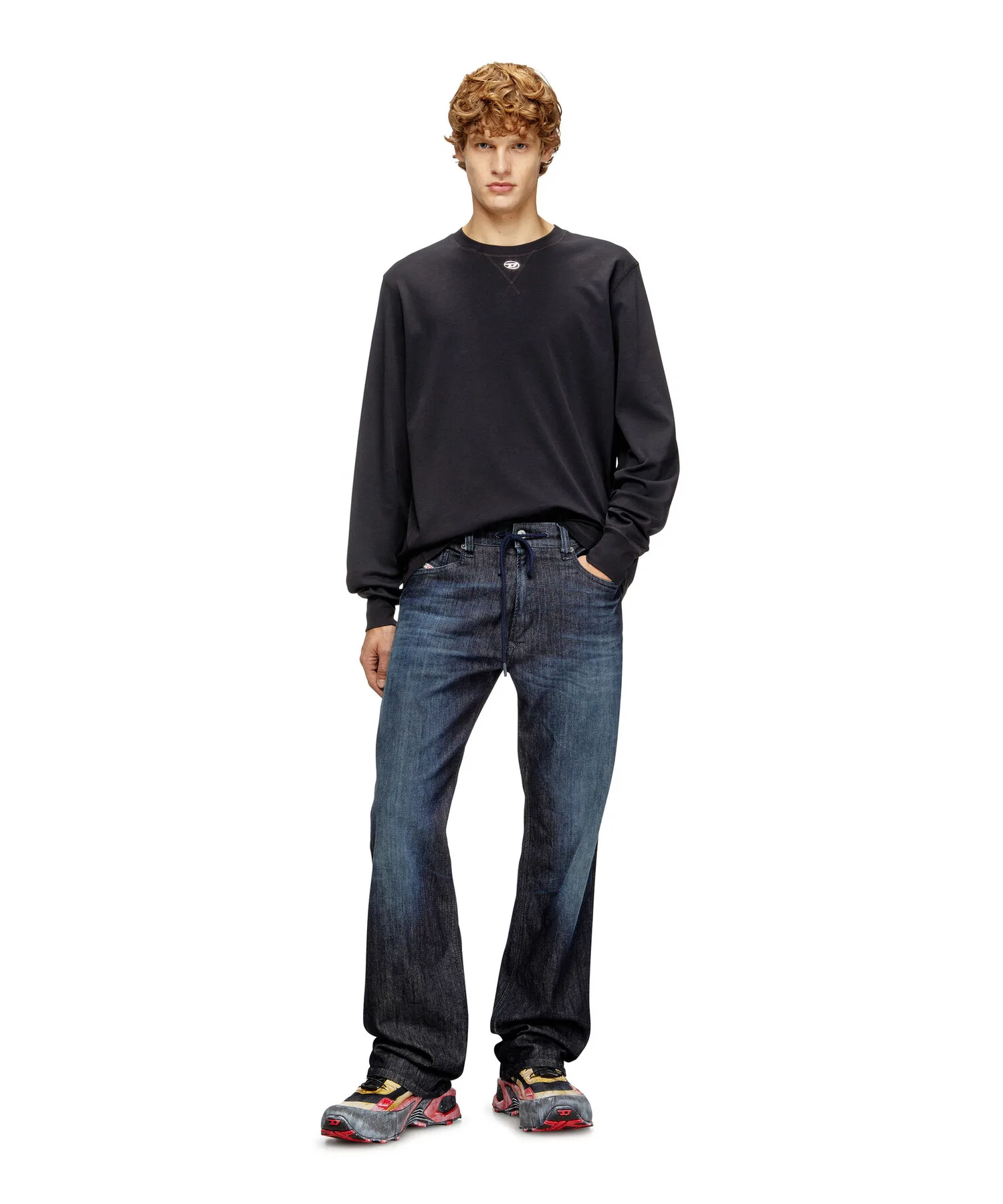 Мужская футболка DIESEL T-MADJUST-LS-TR с V-образным вырезом — фото 3
