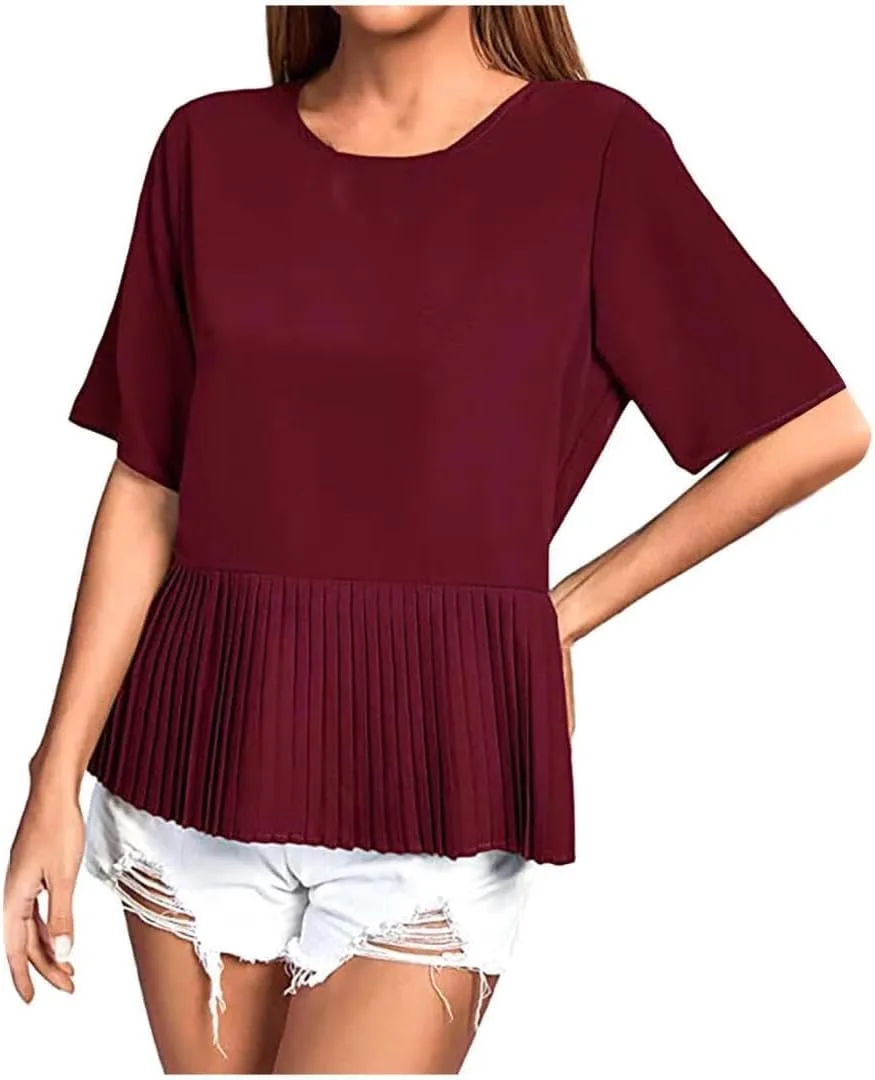 

Женская блузка с коротким рукавом и рюшами