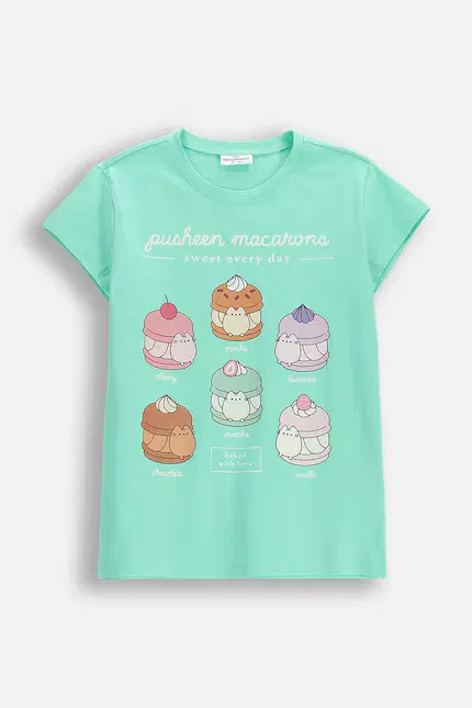 Футболка с коротким рукавом с принтом Pusheen Coccodrillo, бирюзовый