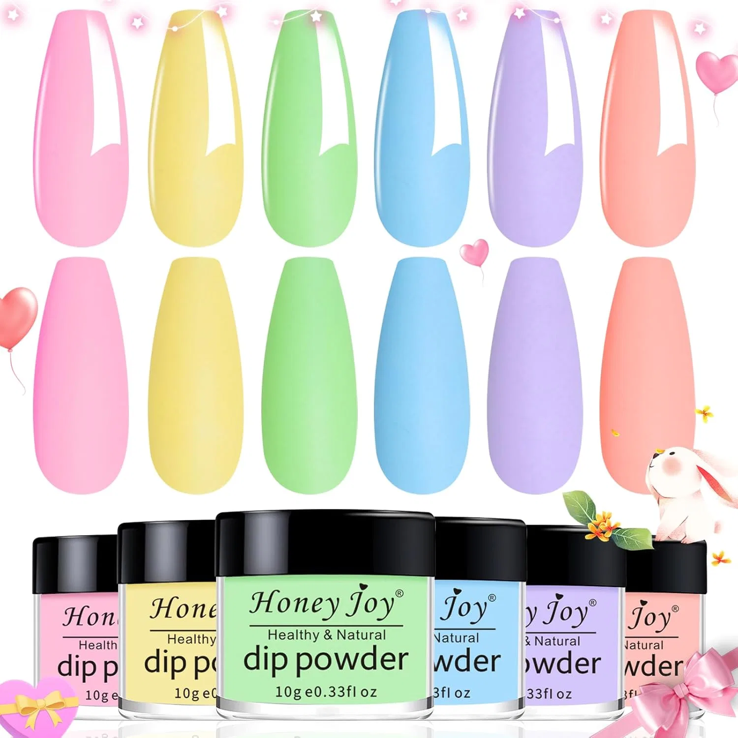 Набор неоновой пудры для ногтей Honey Joy, 6 цветов Honey Joy, Dp-U-6Pcs-10G/Box