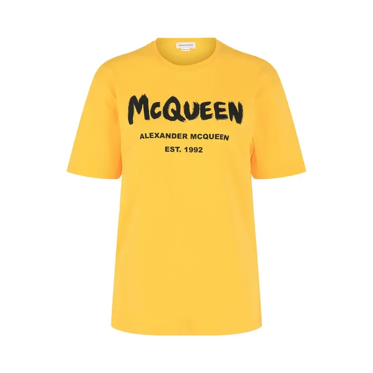 Футболка Alexander McQueen с графическим принтом и логотипом, цвет «Pop Yellow/Black»