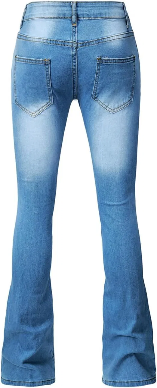 Женские базовые джинсы Andongnywell Bootcut, средняя посадка, эластичные, зауженный крой, широкие штанины, расклешенные штанины — фото 4