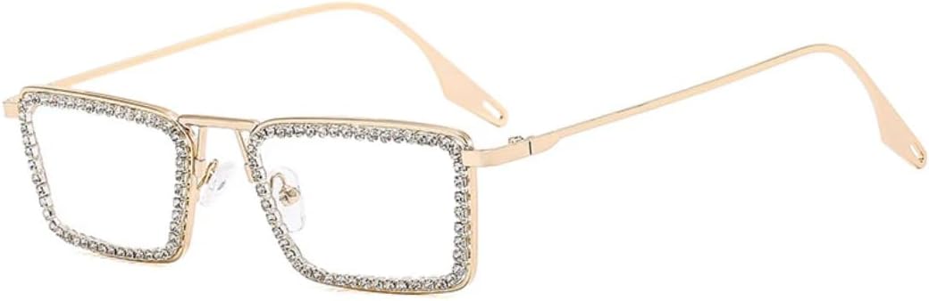 

Роскошные солнцезащитные очки в маленькой квадратной оправе, украшенные стразами, для женщин и мужчин, для активного отдыха и путешествий, с защитой от УФ-излучения UV400 TVTBBVV, Gold Clear