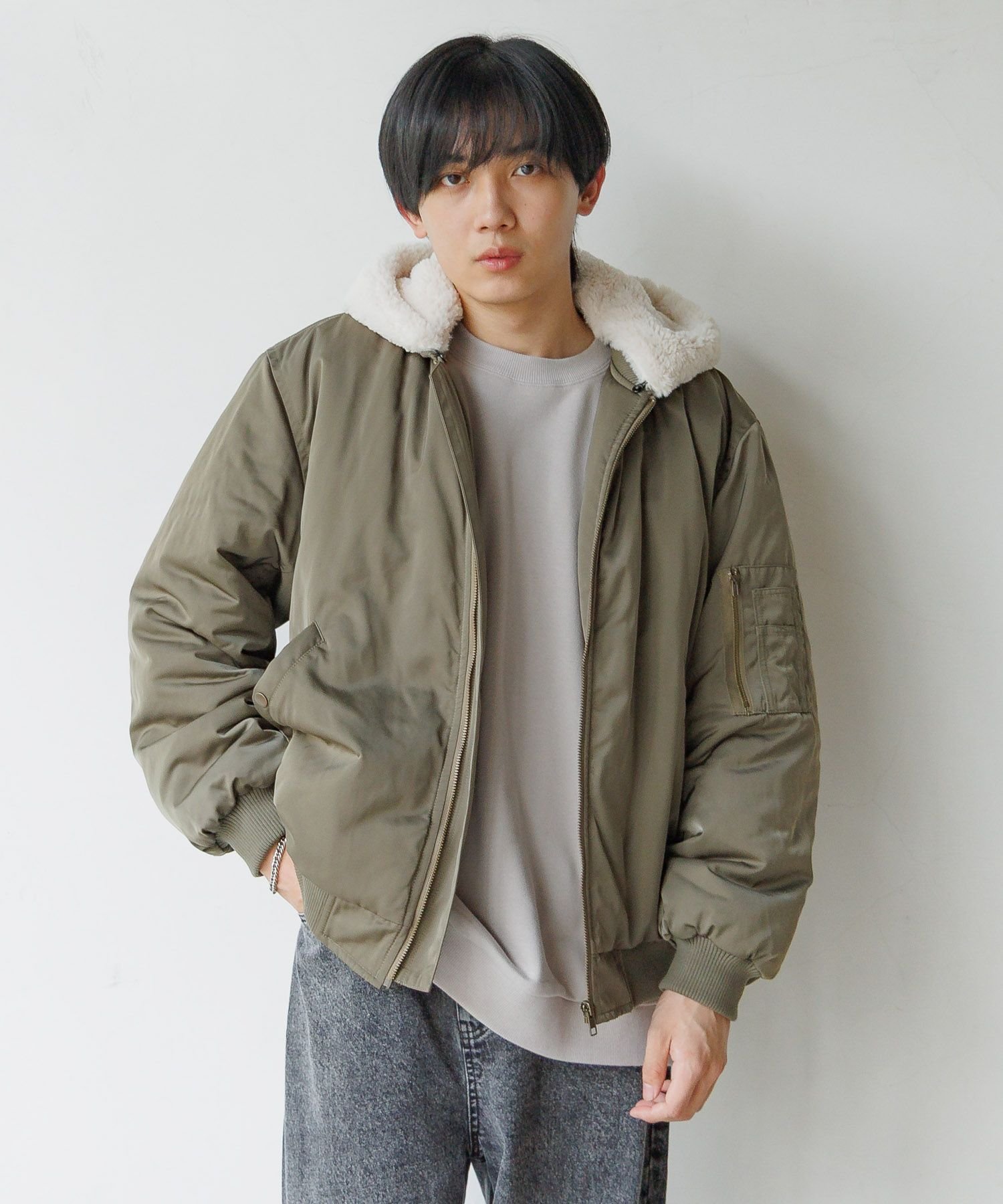 Блузка Меховой капюшон MA1/AND YUA NY/576764 Global Work, Khaki 74