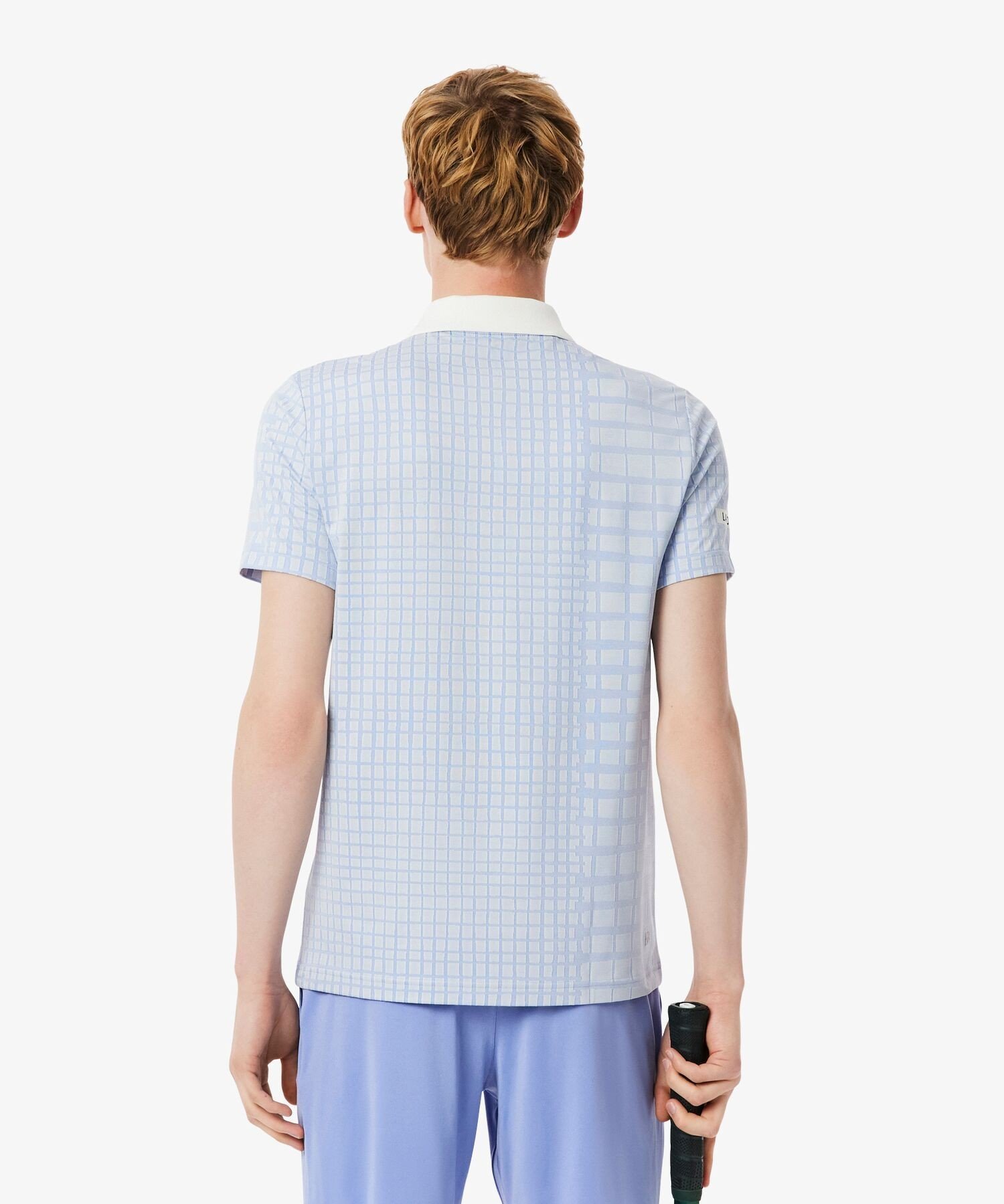 Поло-рубашка LACOSTE Даниила Медведева, принт ракетки, Off white — фото 2