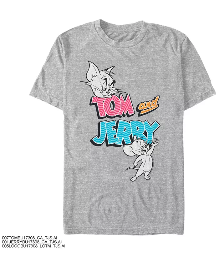 

Мужская футболка с коротким рукавом Tom Jerry Pattern Logo W White Characters Fifth Sun, серый