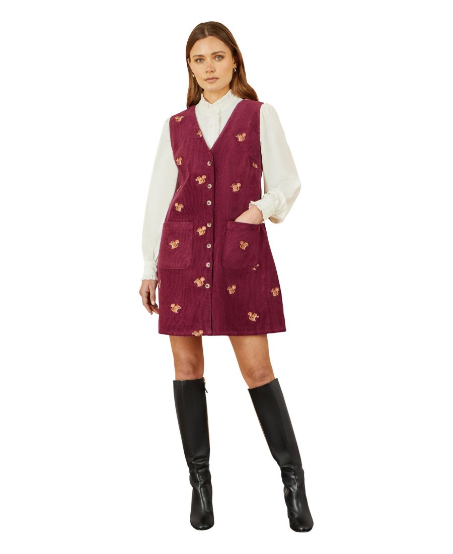 

Женское вельветовое платье-туника с карманами Yumi, Burgundy