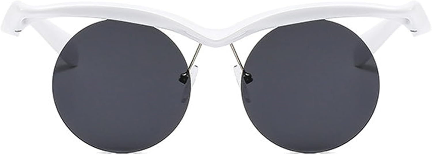 

Солнцезащитные очки Willochra в маленькой круглой оправе в стиле панк для женщин и мужчин, роскошные винтажные солнцезащитные очки без оправы для женщин, защита от УФ-излучения UV400, White