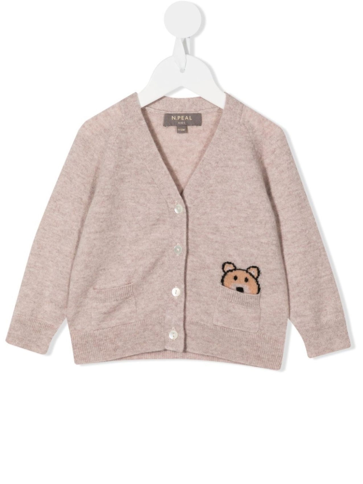 

Кашемировый кардиган Bear Pocket N.PEAL KIDS, коричневый