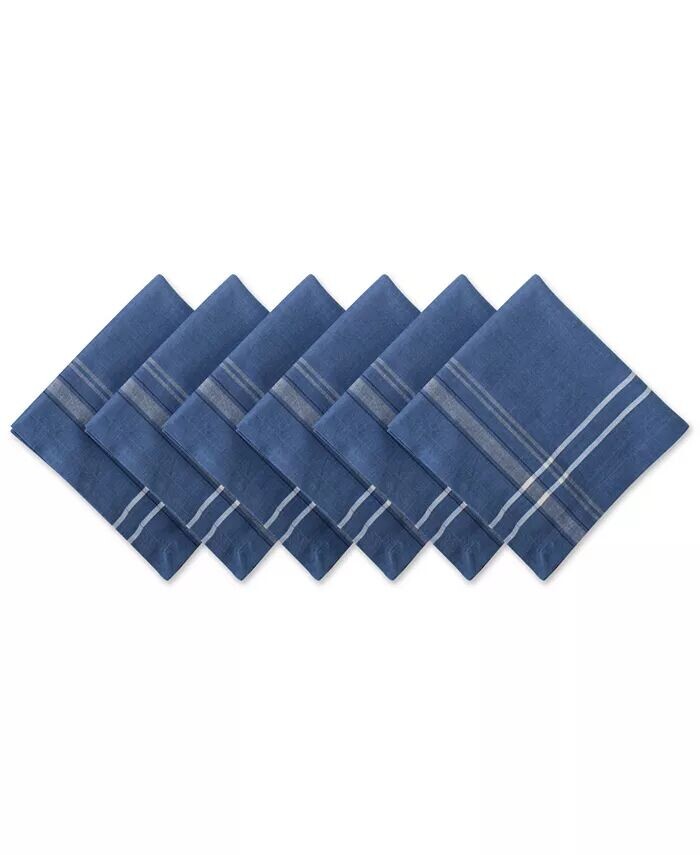 

Салфетка в французскую полоску из шамбре, набор из 6 шт Design Imports, синий