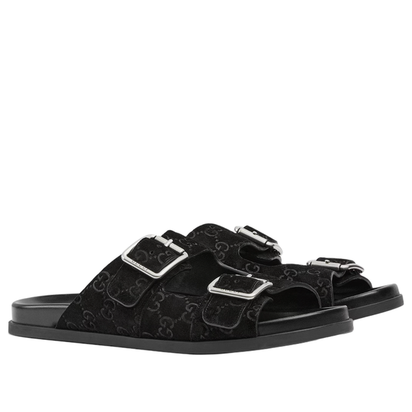 

Тапочки gg suede slides Gucci, черный