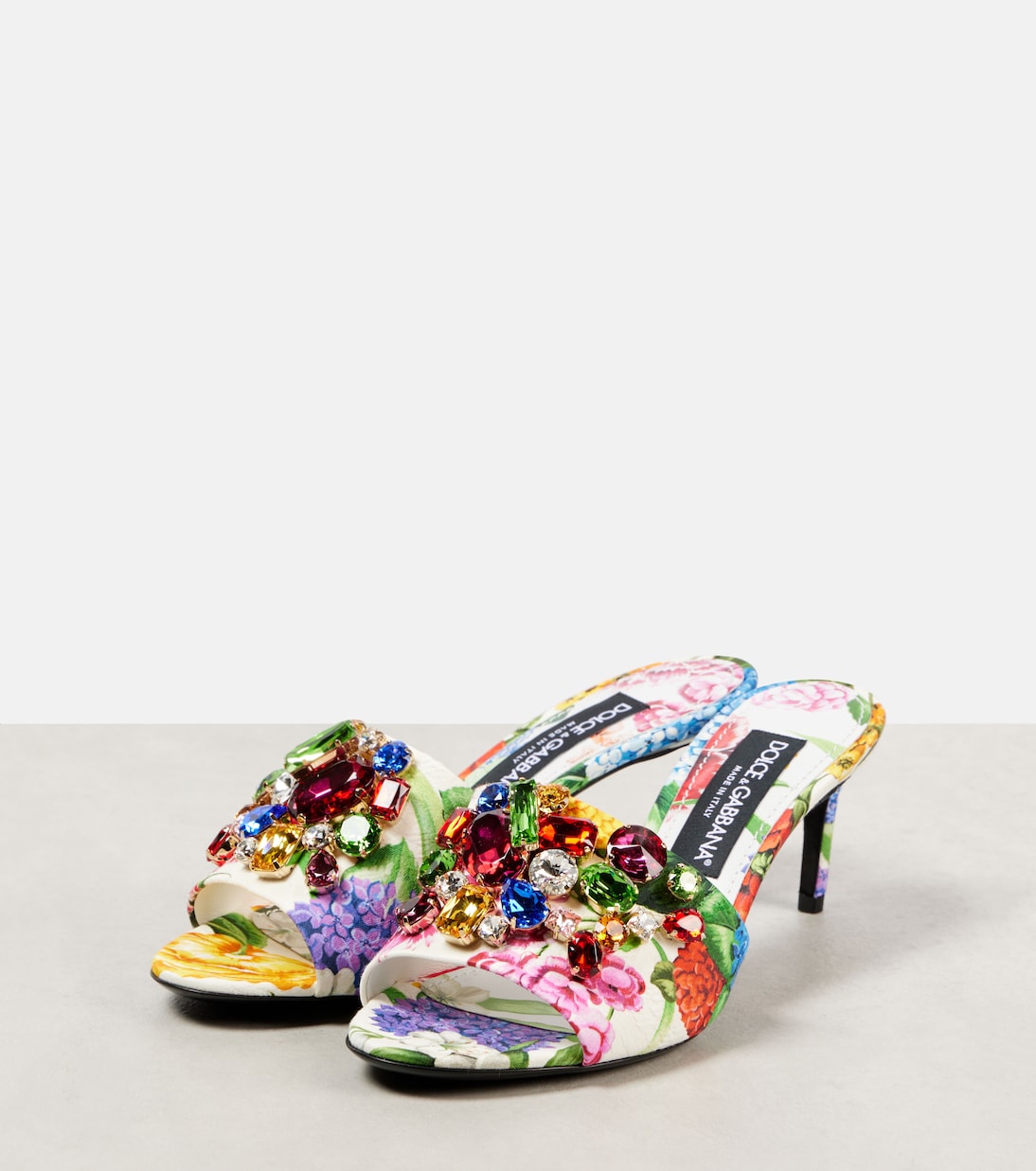 Кира брокардовые мюли с цветочным декором Dolce&Gabbana, Mix Fiori F.Bco — фото 4