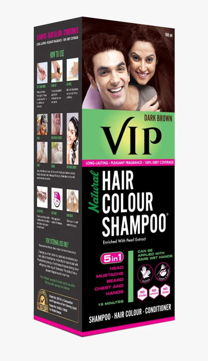 Шампунь-краска для волос «5 in 1 Hair Colour Shampoo Base» от VIP Hair Colour Shampoo — фото 2