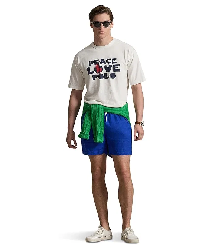 Футболка Polo Ralph Lauren Classic Fit Peace Love, белая — фото 4