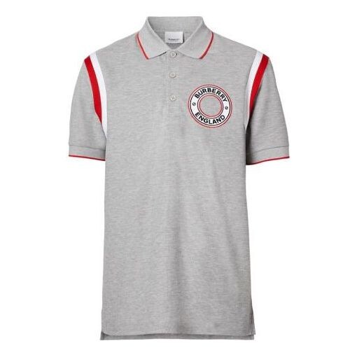

Футболка men's ss21 logo pattern cotton polo shirt gray Burberry, серый