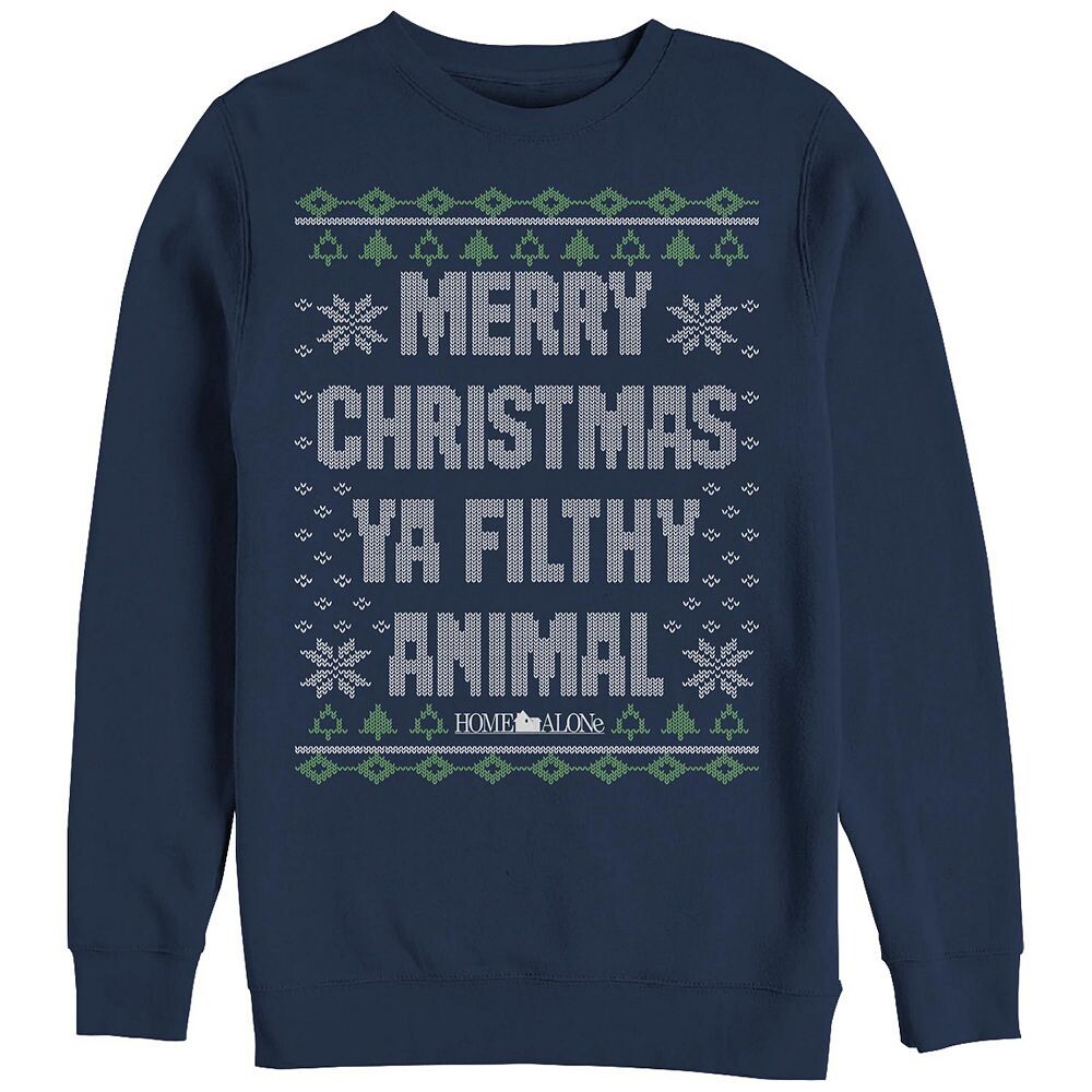 

Свитер Big & Tall Home Alone Merry Christmas Ya Filthy Animal, флисовый свитер с рисунком Licensed Character, темно-синий