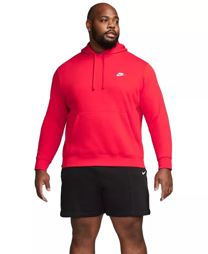 

Мужской спортивный клубный флисовый пуловер с капюшоном Nike, красный