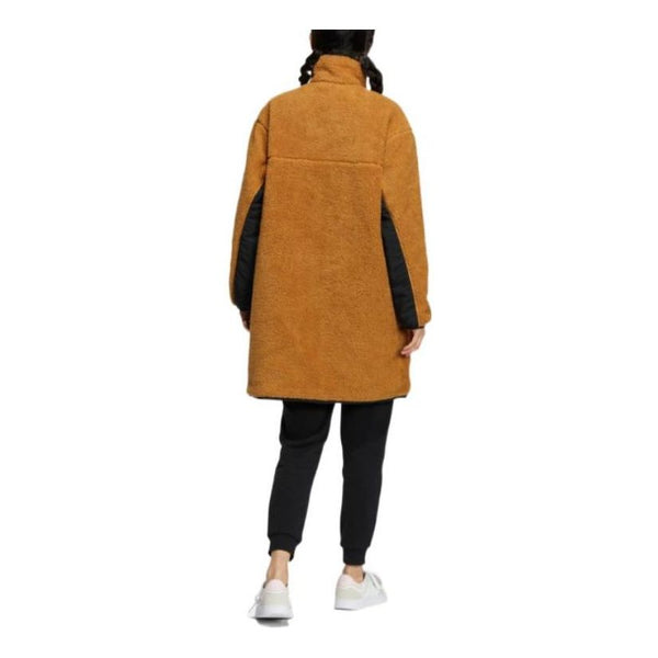 Куртка neo colorblock logo print stand collar cotton jacket Adidas, коричневый — фото 3