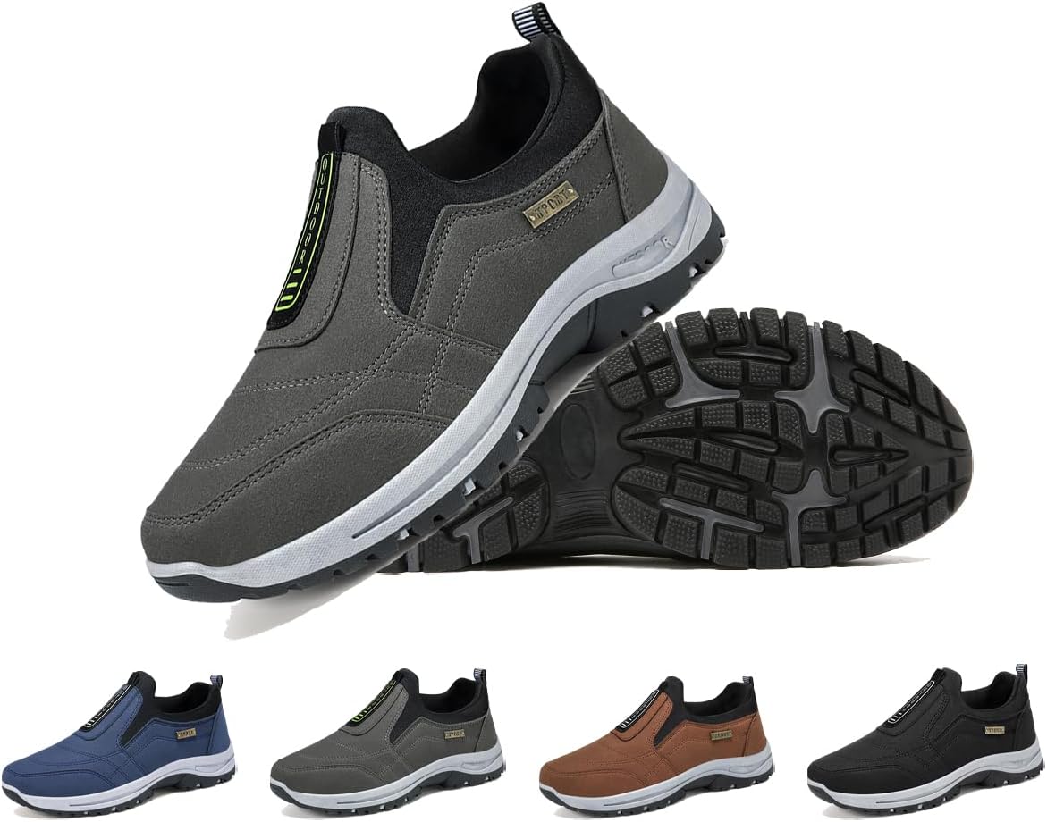 

Ортопедические походные прогулочные туфли для мужчин, легкие слипоны, прочная обувь для всех типов местности, повседневная обувь для мужчин Generic, серый