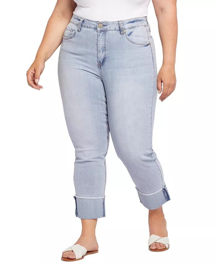 

Джинсы Plus Size с высокой талией и прямыми манжетами Seven7, синий