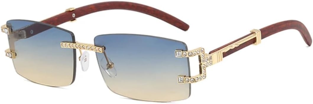 

Солнцезащитные очки с защитой UV400 | Малые безободковые линзы с градиентом | Для женщин и мужчин | Для занятий спортом на открытом воздухе и вождения DSVIGF, Bluebrown