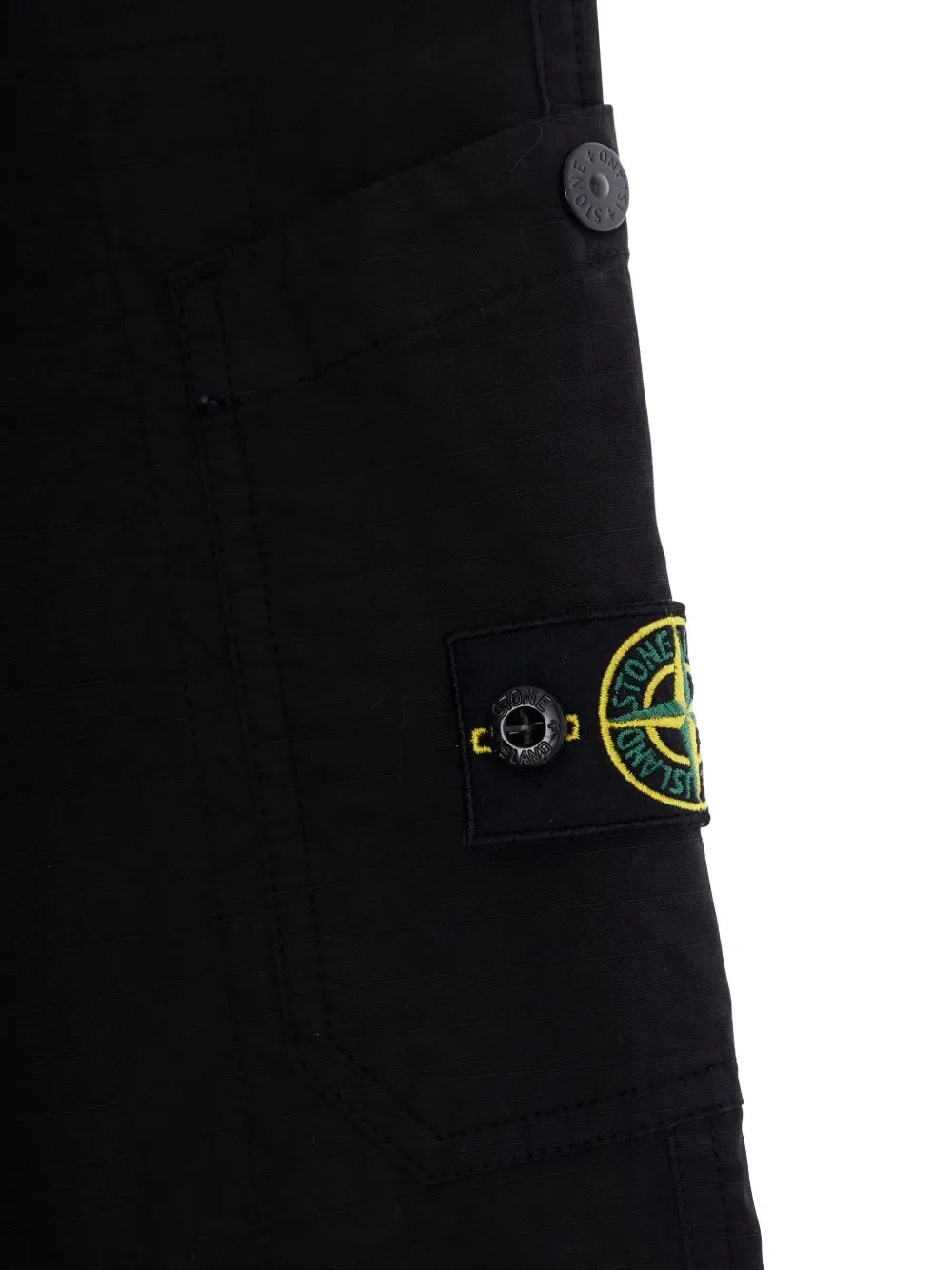 Хлопковые брюки-карго с логотипом и карманами-карго Stone Island Junior, черный — фото 3