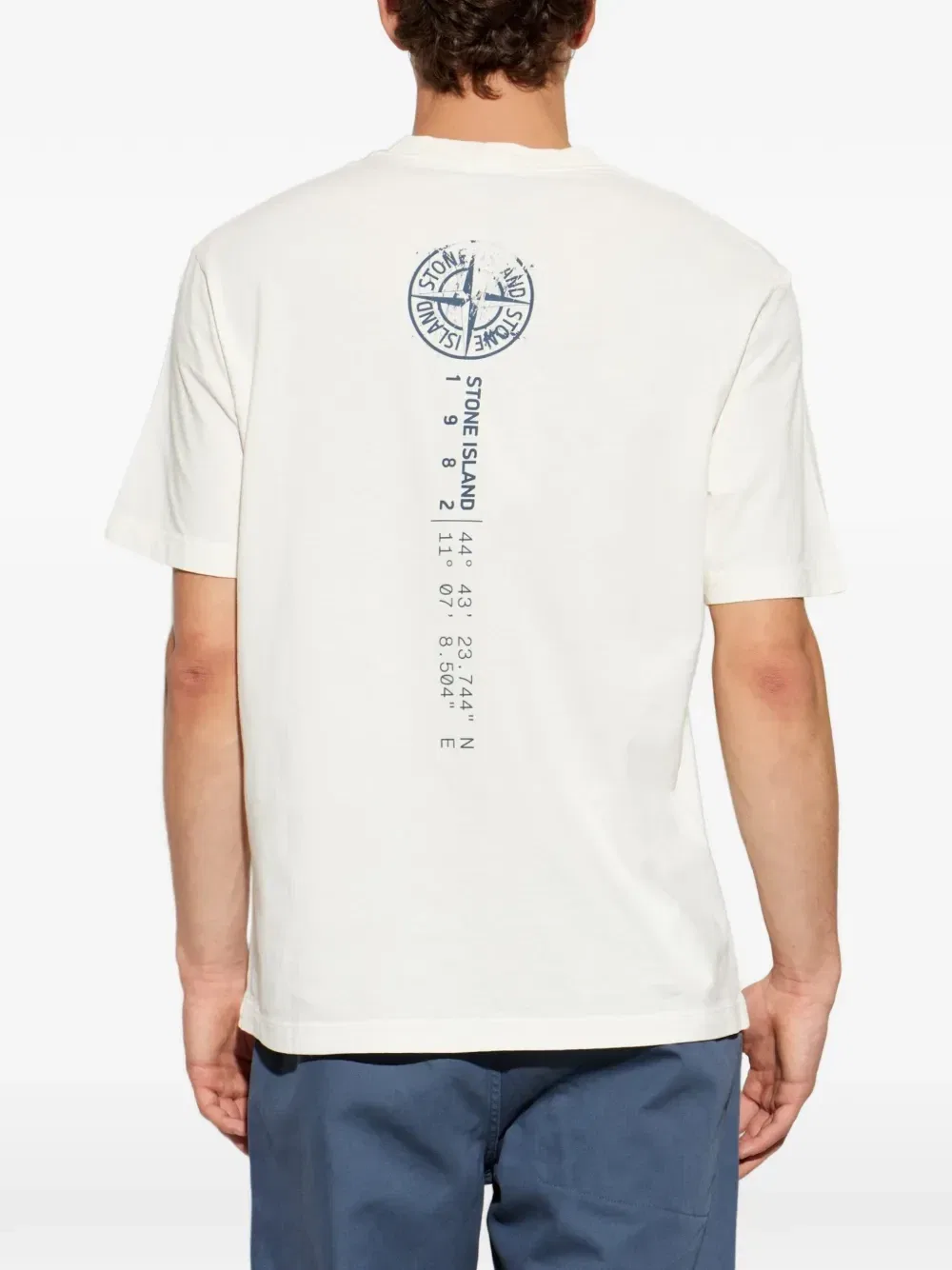 Футболка из хлопка с логотипом Stone Island, белый — фото 4