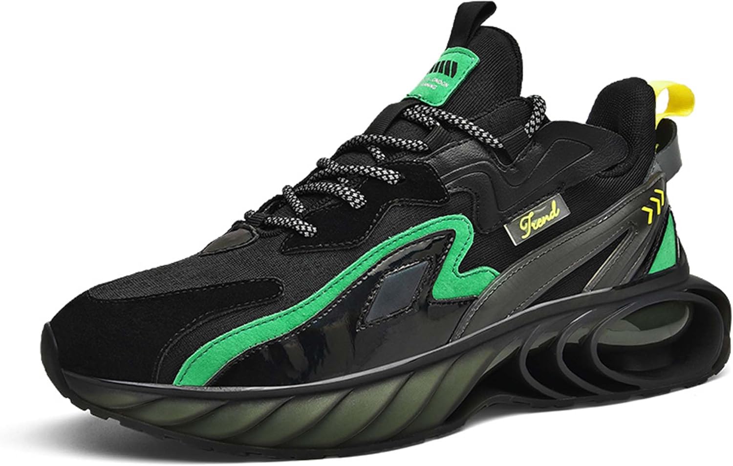 

Мужские флуоресцентные кроссовки с сетчатой вставкой на шнуровке, противоскользящие, для бега, фитнеса, ходьбы, с мягкой противоскользящей подошвой, для активного отдыха, повседневные, модные баскетбольные кроссовки Dzbajrqm, черный