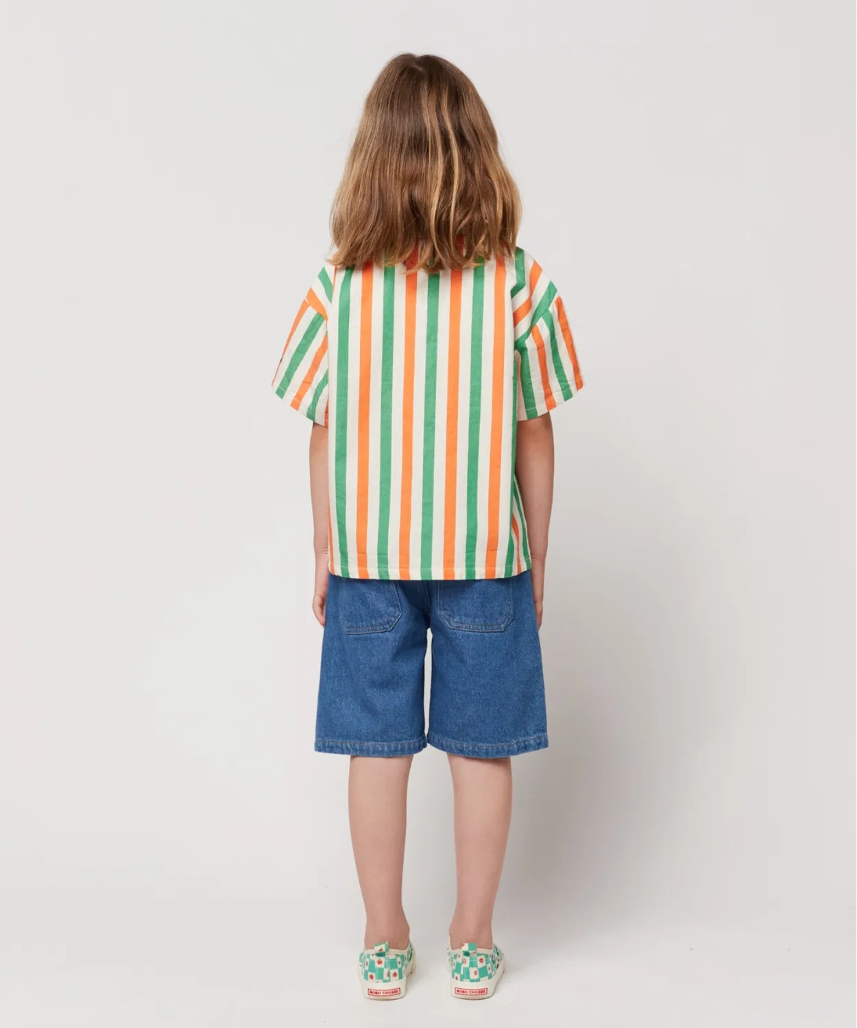 Шорты джинсовые Color Block Bobo Choses, 76% хлопок, 24% переработанный хлопок, синий — фото 4