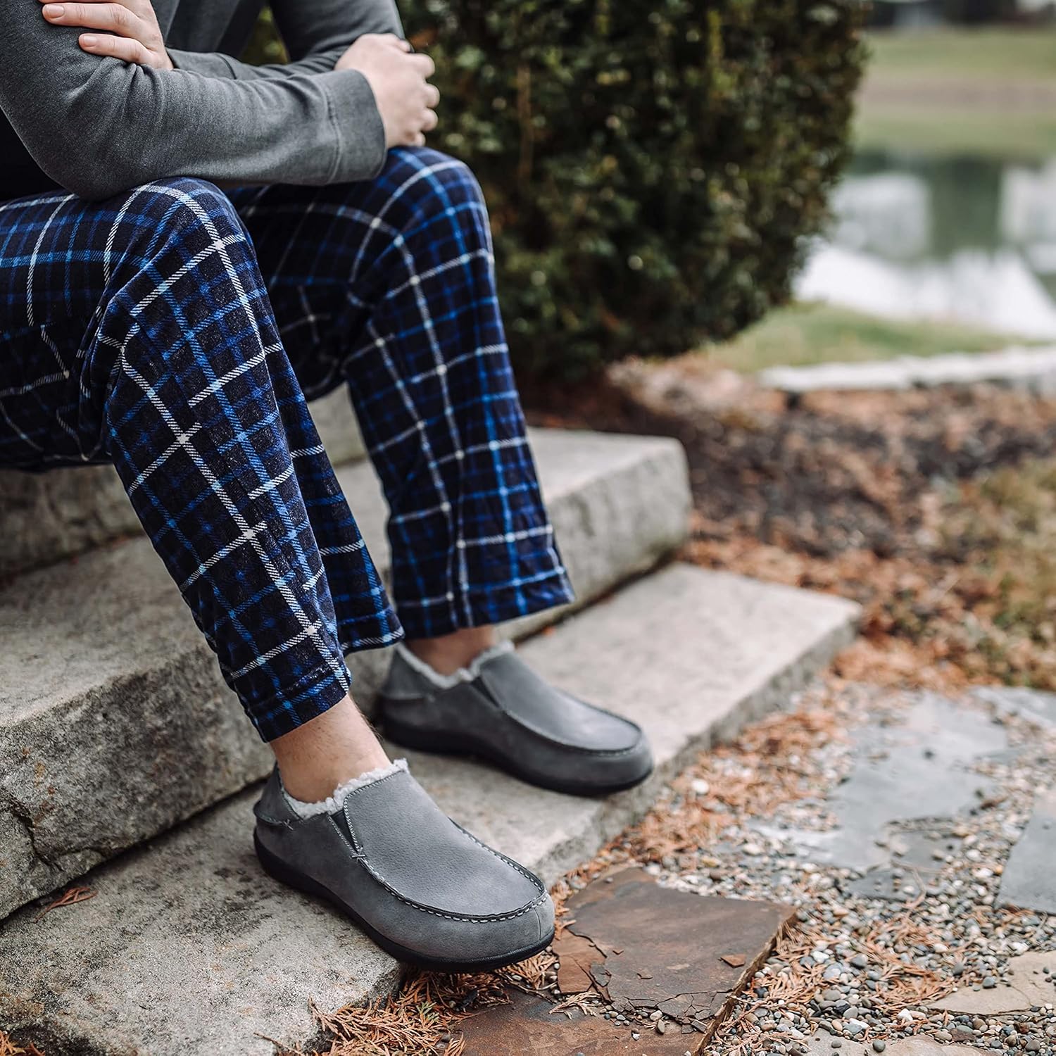 Мужские тапочки Powerstep ArchWear, домашняя обувь, ортопедические тапочки с поддержкой свода стопы, для облегчения боли при плантарном фасциите, тапочки для мужчин, для дома и улицы, серый — фото 2