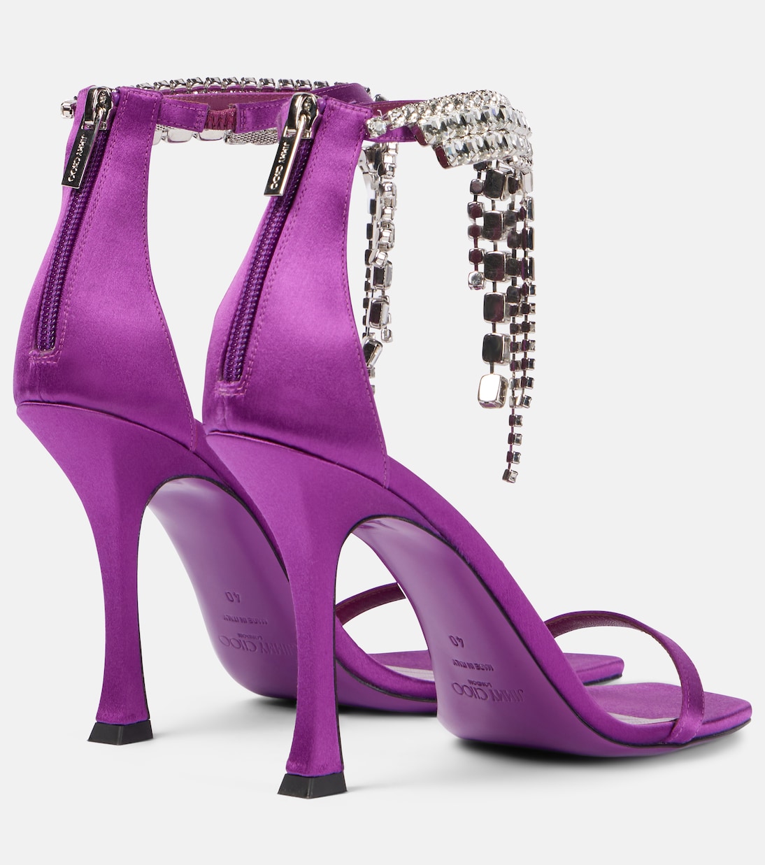 Босоножки Verity 100 из декорированного атласа Jimmy Choo, Pink Violet — фото 2