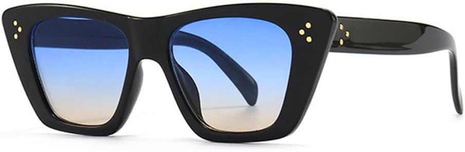

Солнцезащитные очки LVTFCO Retro Cat Eye для женщин, модные, ярких цветов, мужские солнцезащитные очки синего и розового цвета с защитой от УФ-излучения UV400, Black Blue Tea