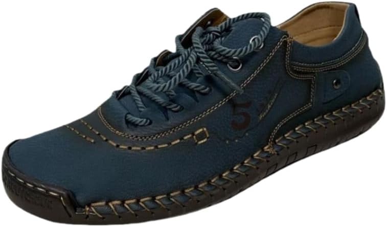 

Мужские большие мягкие кожаные туфли с удобной подошвой - простые, ретро, универсальные, подходят для прогулок на свежем воздухе и походов Clolinde, синий