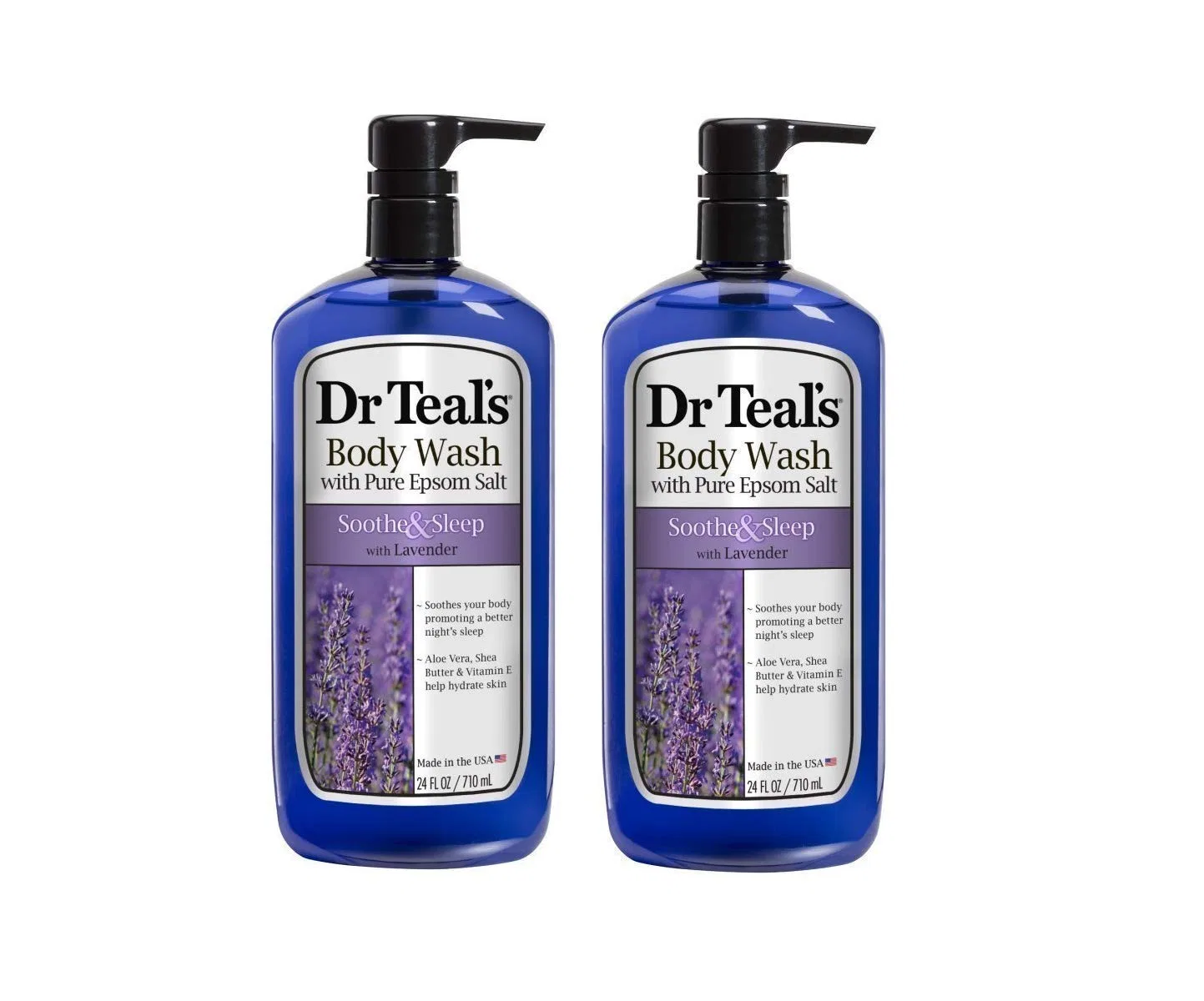 Ультраувлажняющий гель для душа Dr. Teal's Soothe & Sleep с лавандой, 2 x 710 мл Dr Teal'S