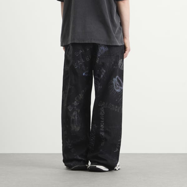 Потертые мешковатые брюки цвета цветных карандашей Balenciaga, черный fade out — фото 3