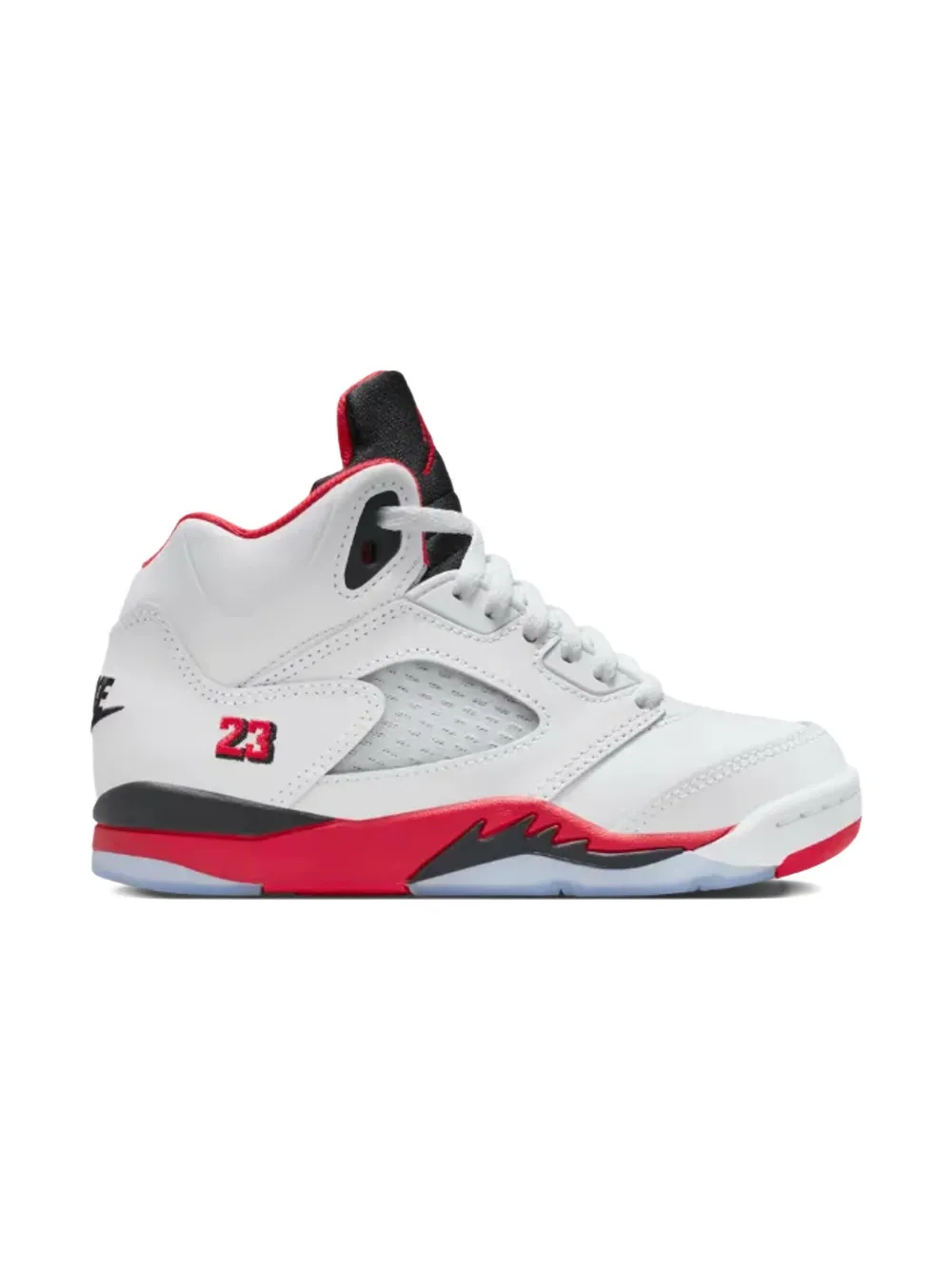 Кроссовки Air Jordan 5 PS "Fire Red - Black Tongue" Jordan Kids, белый — фото 2