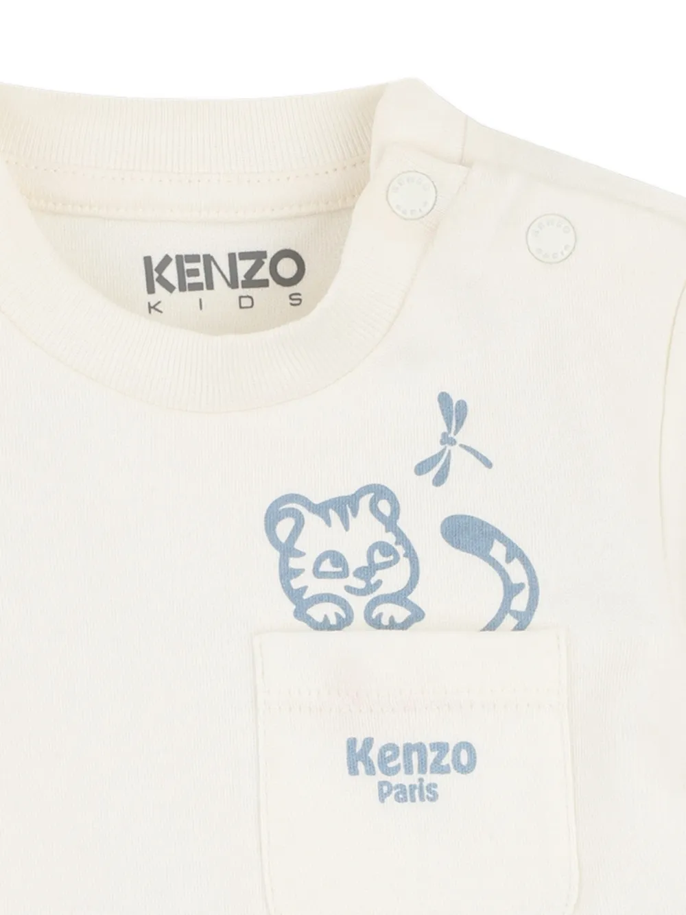 Комплект с комбинезоном с тигровым карманом Kenzo Kids, синий — фото 4