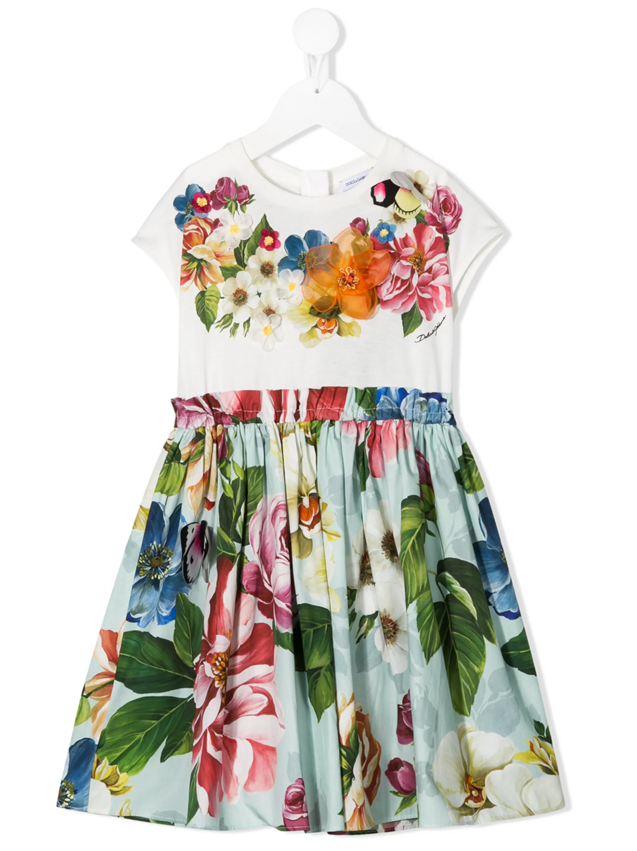 

Платье с цветочным принтом Dolce & Gabbana Kids, белый