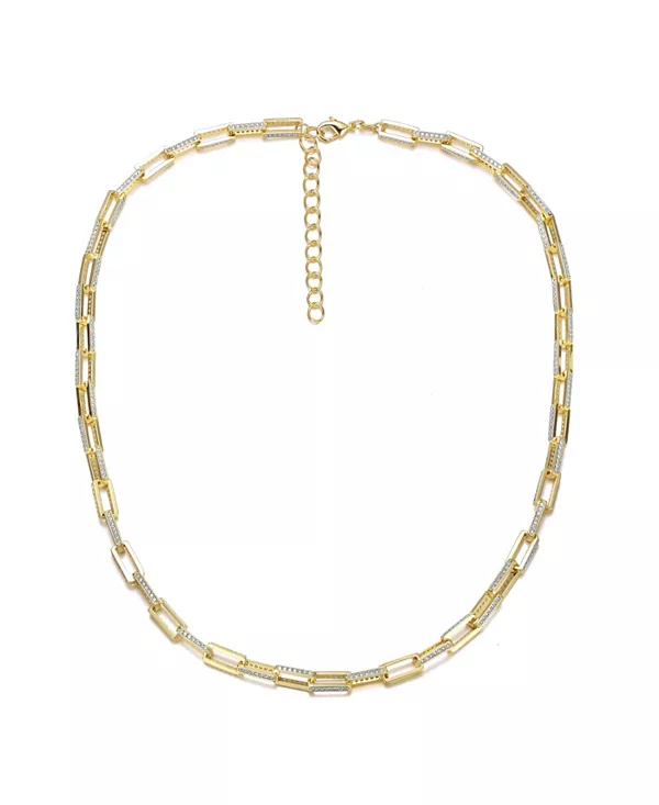 

Стильное регулируемое ожерелье из стерлингового серебра с кубическим цирконием Genevive, gold