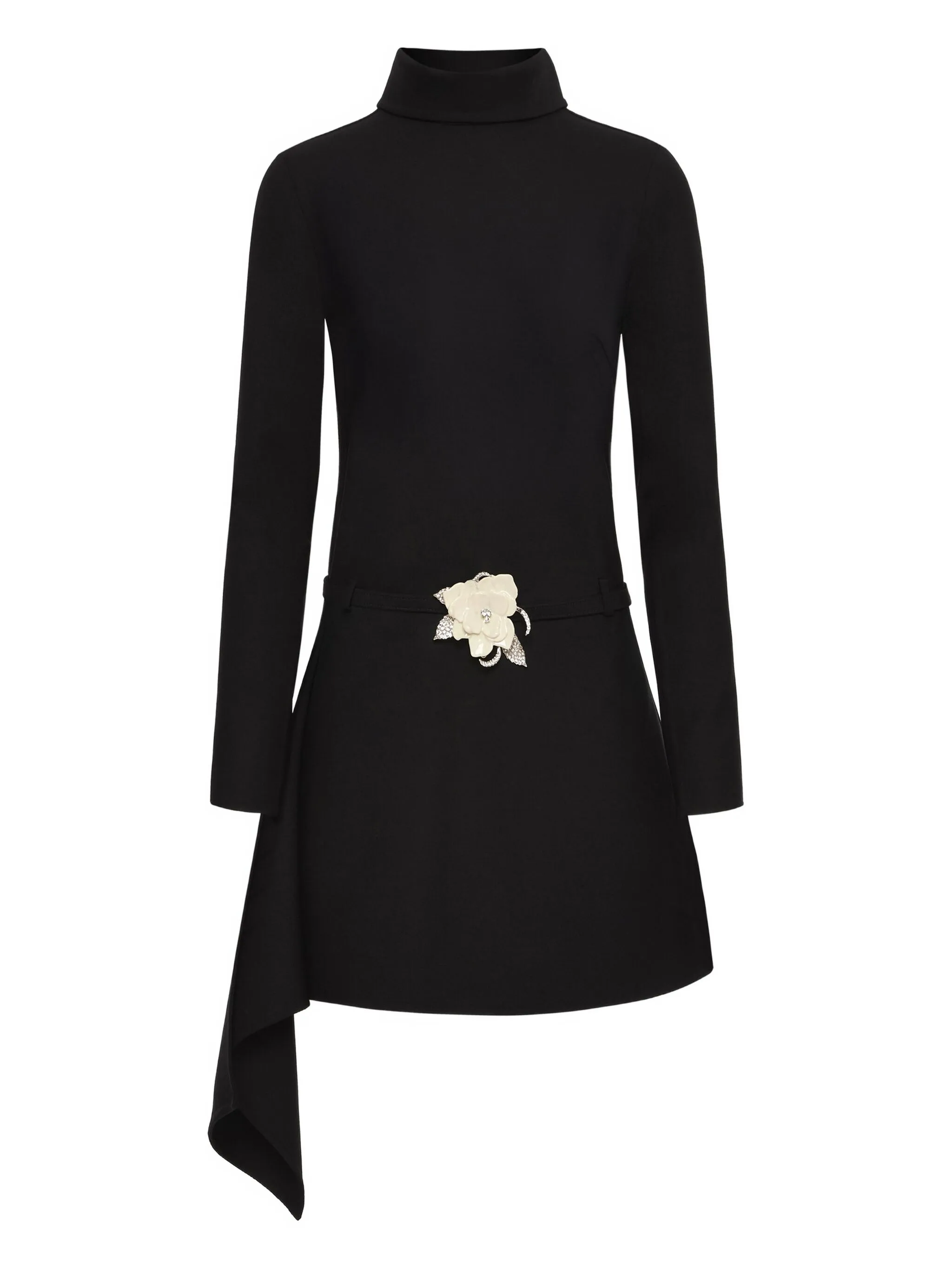 

Платье с высоким воротником и поясом Oscar De La Renta, черный