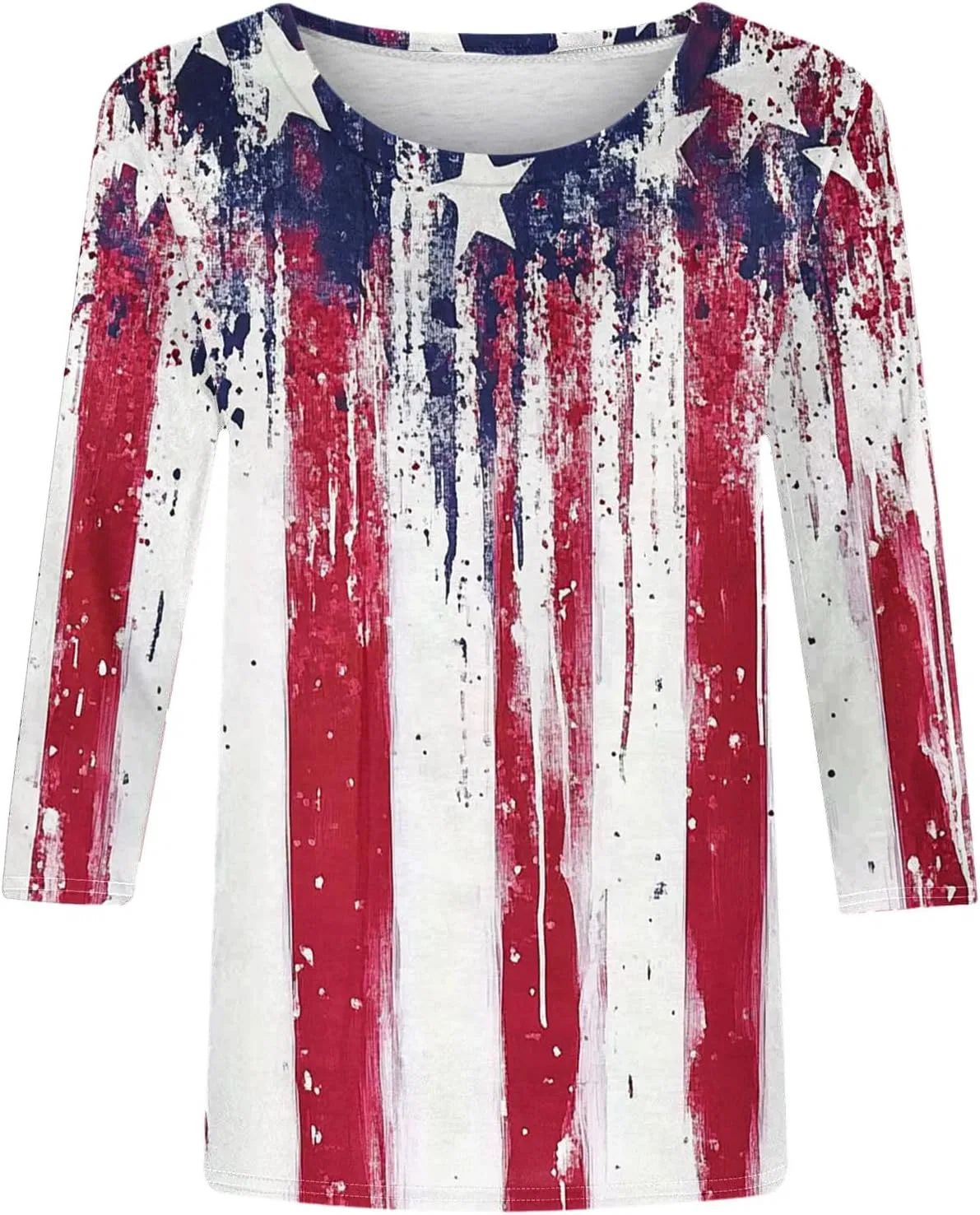 Футболка женская с длинным рукавом 3/4, Patriotic American Flag, красный — фото 4