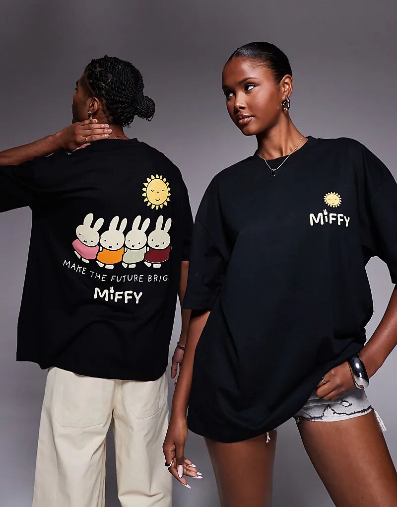 

Футболка унисекс оверсайз ASOS DESIGN с принтом Miffy черного цвета