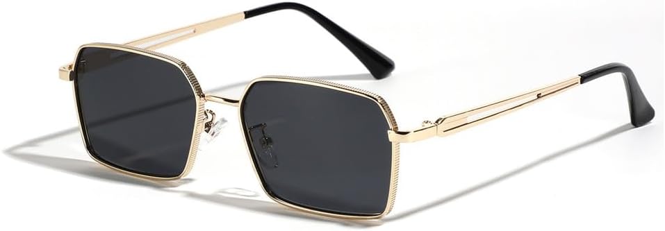 

Ретро прямоугольные металлические солнцезащитные очки для женщин и мужчин, винтажные солнцезащитные очки с защитой от УФ-излучения UV400 для использования на открытом воздухе HCPIHF, 3