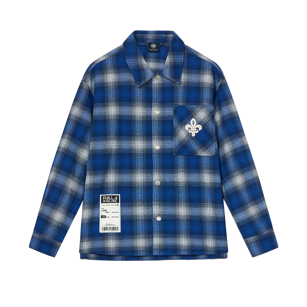 

Palladium Рубашка мужская синяя белая в клетку с лацканом Moderate